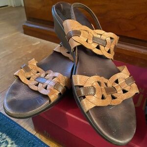 Two brown platform sandals